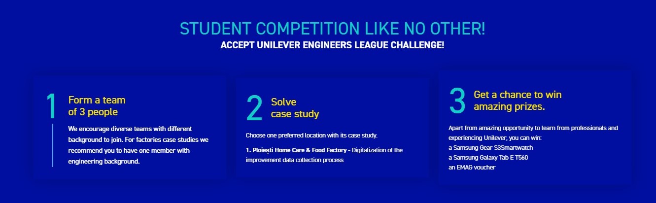 Studenții de la specializările cu profil tehnic, invitați să se înscrie la competiția „Unilever Engineering League”