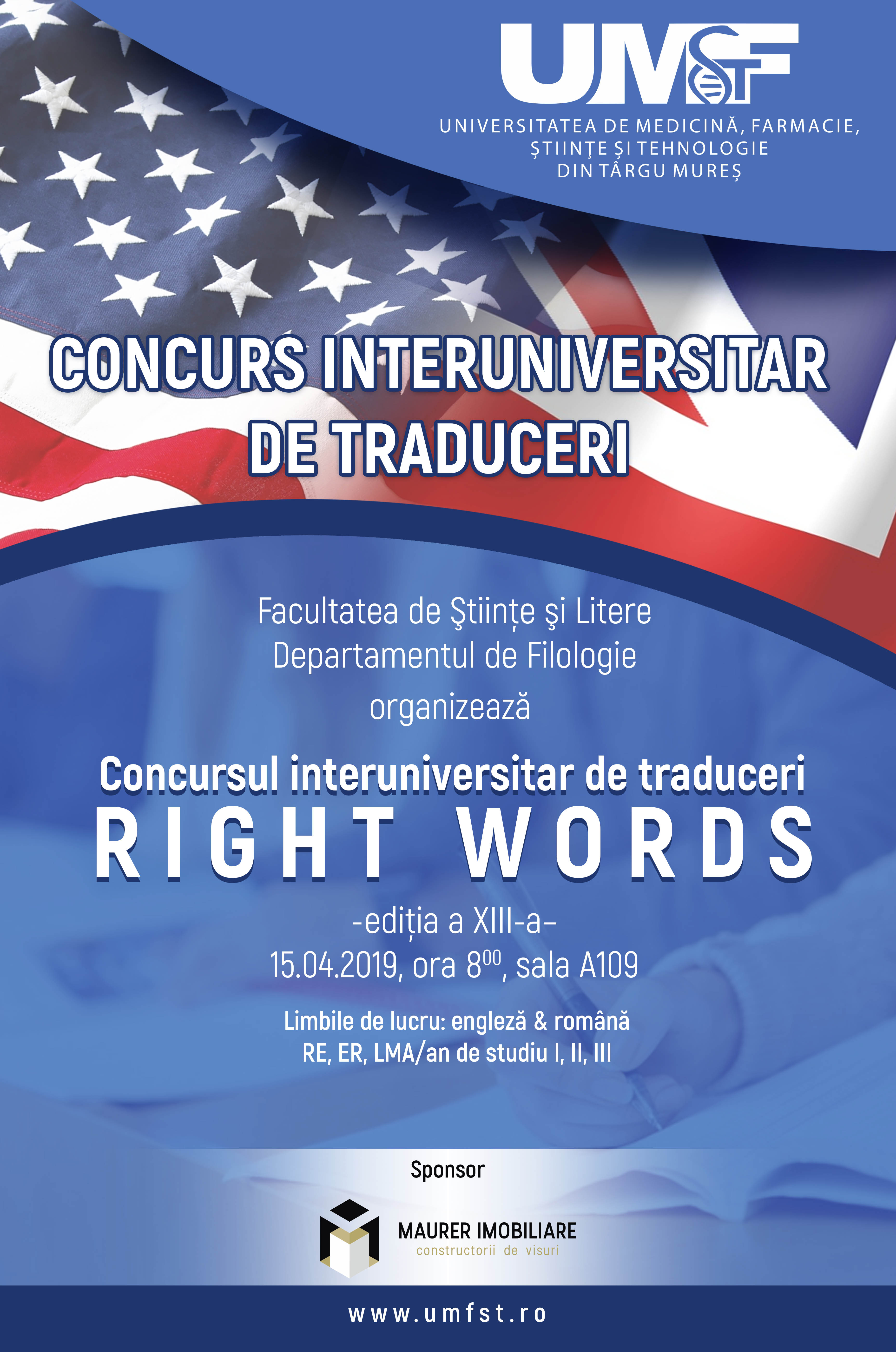 Concurs interuniversitar de traduceri la Facultatea de Științe și Litere