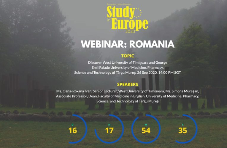UMFST „George Emil Palade” din Târgu Mureș va participa activ la webinarul Study in Europe – 1st Digital Edition